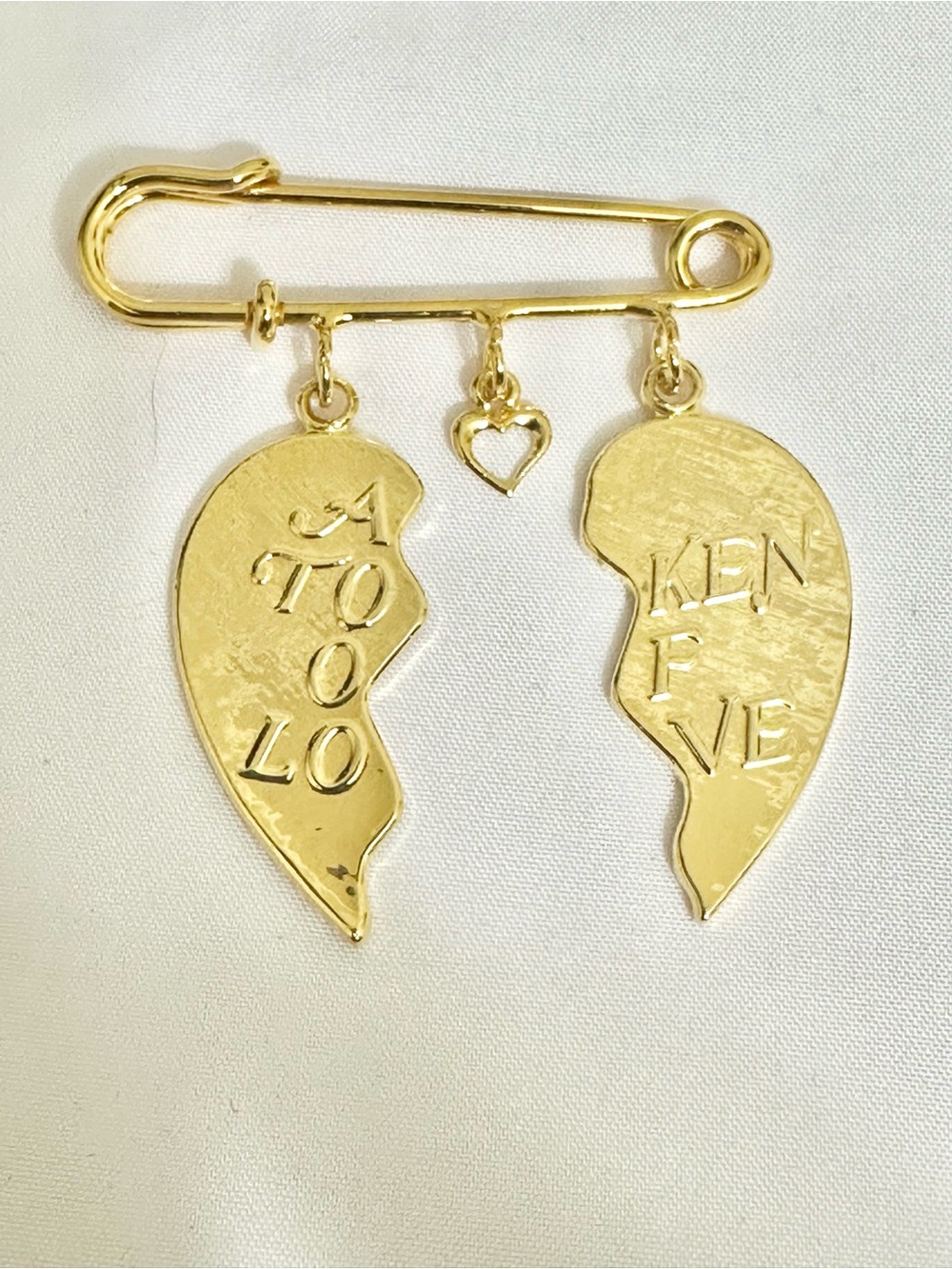 Vintage Gold-Tone Broken Heart Safety Pin Brooch